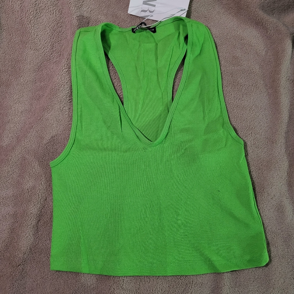 ZARA Razorback Ribbed Crop Top